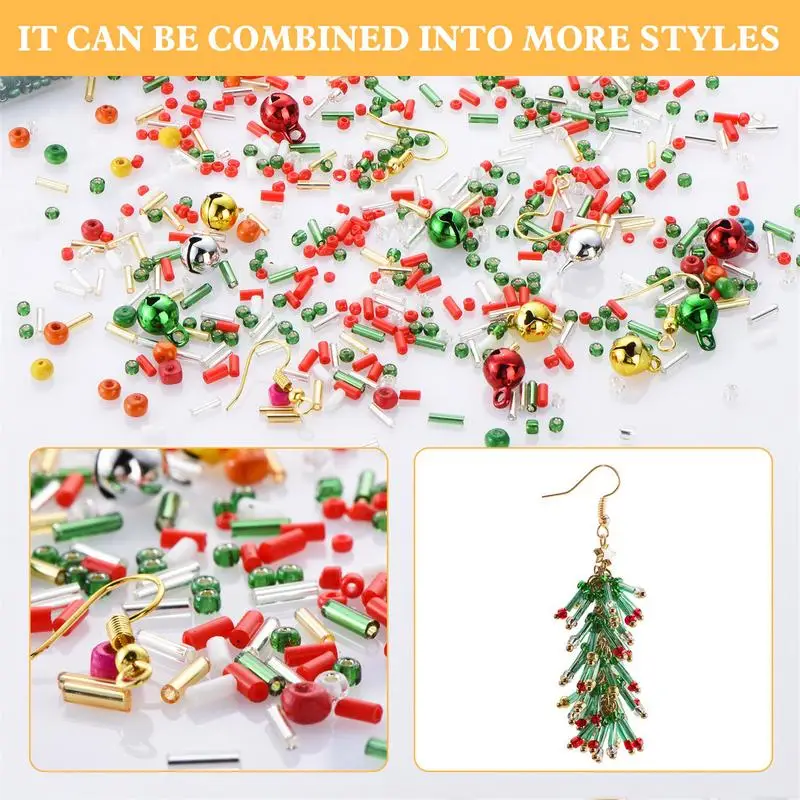 DIY Beads Earring Making Kit White Red Angel Bead Christmas Tree Dangle Earrings DIY Earring Making Kit Christmas Crystal Bead