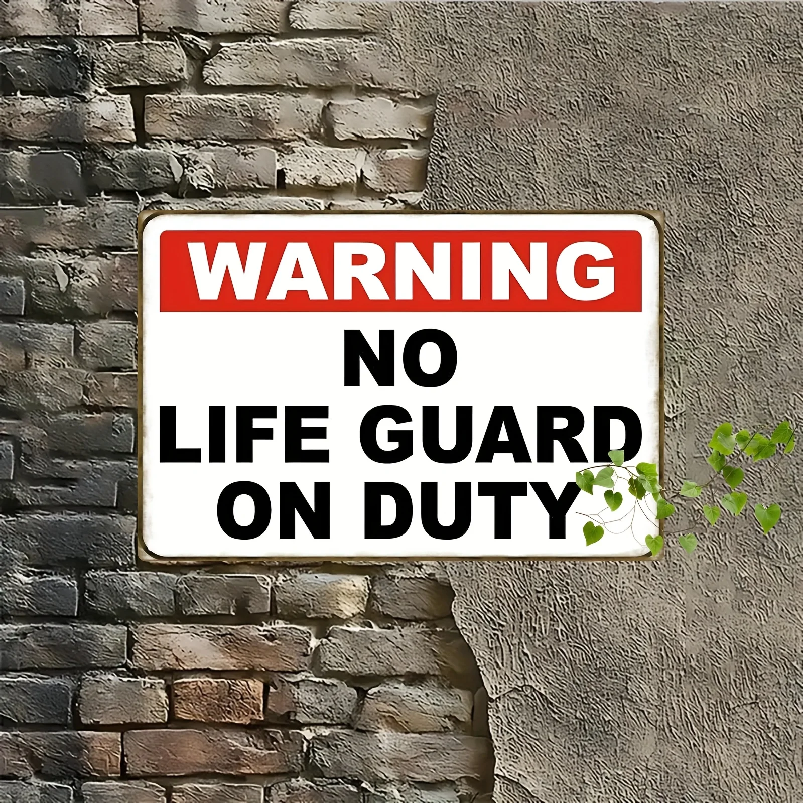 2D1pcs Iron Painlrong Metal Ning Sign NO LIFE GUARD ON DUTY Suitable for Beaches, Swimming Pools and Other Places