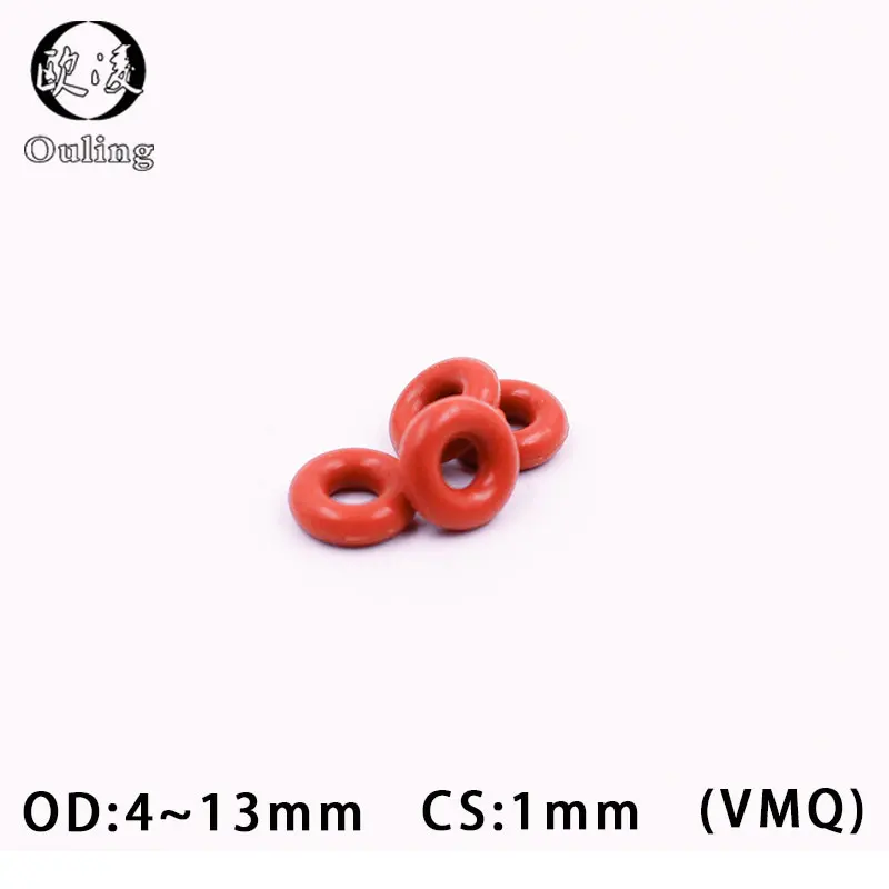 50PCS/lot Red Silicon Ring Silicone O ring CS1mm Thickness OD4/5/6/7/8/9/10/11/12/13mm Rubber O-Ring Seal Gasket ORing Washer