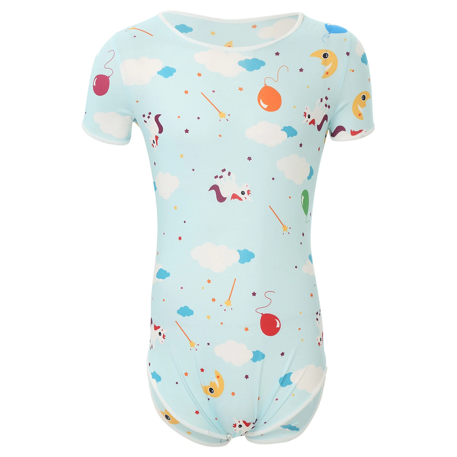 Bodysuit estampado dos desenhos animados dos homens, manga curta, Virilha abotoada, macacão de fraldas, pijama, Mariquinhas, pijamas, roupa de