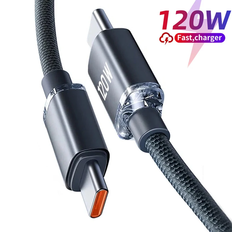 120W USB C to Type C Cable For IPhone 15 Pro Max PD Fast Charging Data Cord For Xiaomi 14 Redmi Oneplus 12 POCO X6 OPPO Samsung