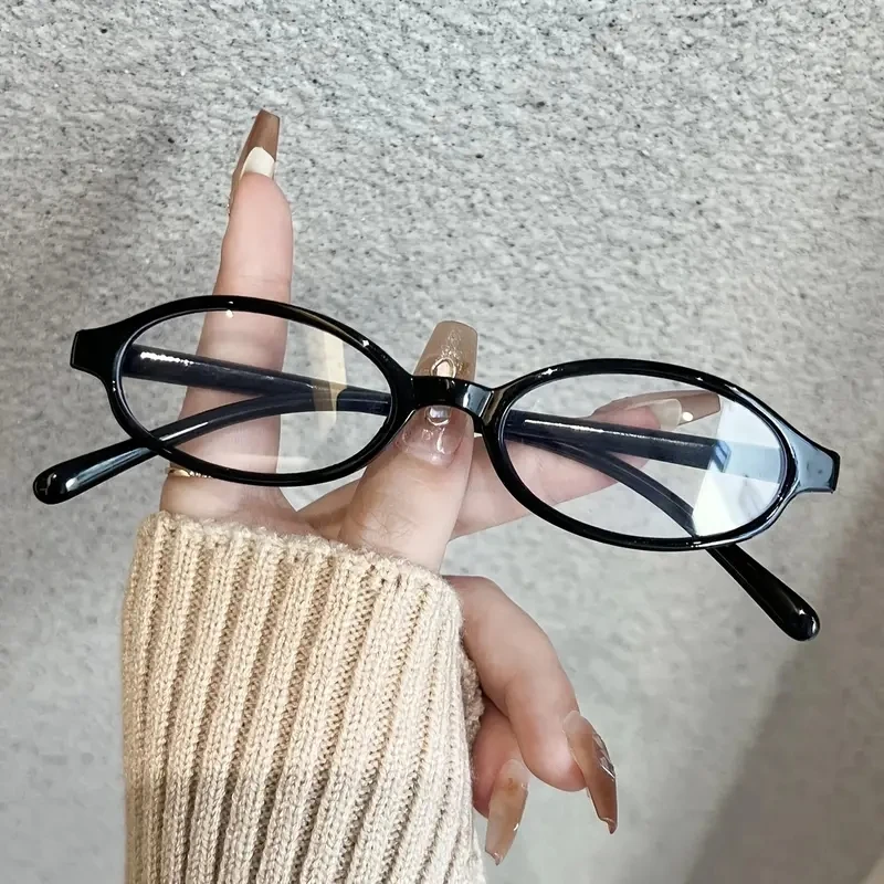 Japanese Korean Small Oval Frame Glasses Women Retro Harajuku Eyeglasses Clear Spectacle Blue Light Blocking Eyewears image 5