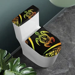 Toilet Cover Set for Bathroom Haiti Turtle Pattern Toilet Cover Protector Tank Dust Cover with Elastic Edge Toilet Accessories