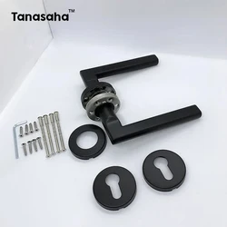 1 Pair 304 Stainless Steel Door Handle Matte Black Round Tube Door Handle Furniture Hardware Door Handles for Interior Doors