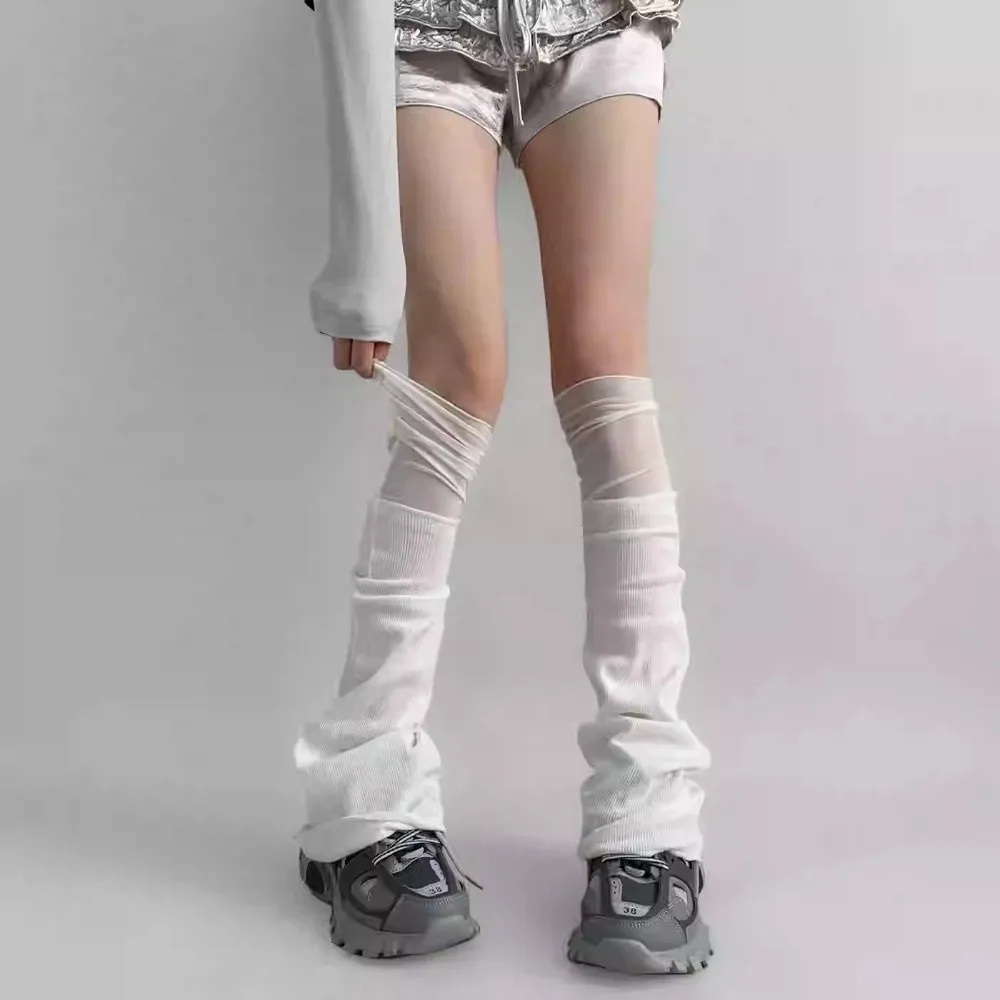 

Korean Style Mesh Patchwork Leg Warmers Cotton Flare Harajuku Socks Stacked Long Tube Mid Tube Socks Women's Fashion