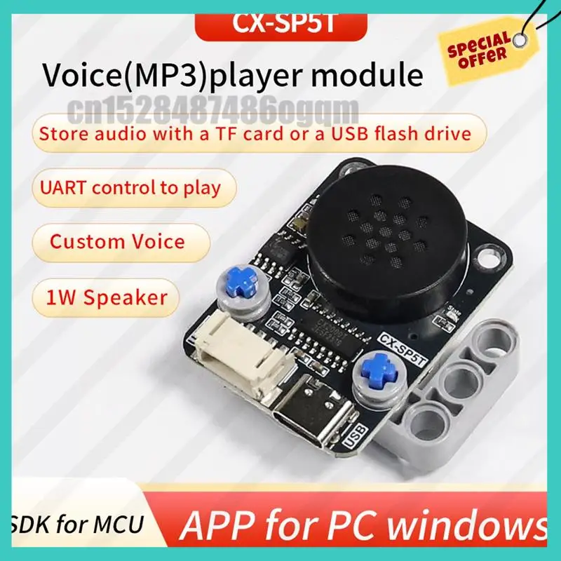 -ABJZ MP3 Voice Playback Module CX-SP5T Development Kit Intelligent Voice Broadcast Compatible Electronic Building Block Music