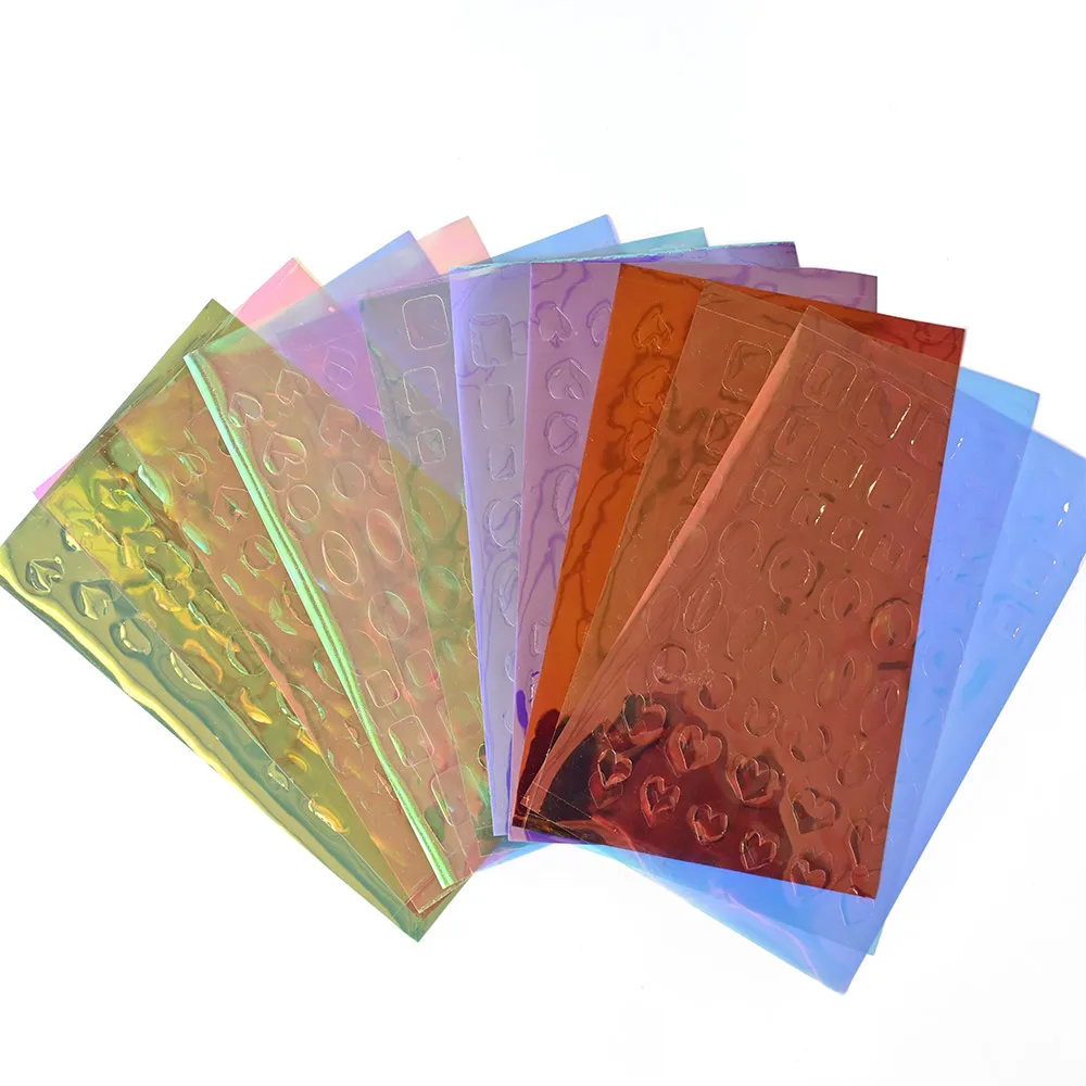 11 folhas 3d aurora adesivos de vidro gelo holográfico iridescente doces papel vidro camaleão unhas filme manicure decorações slider
