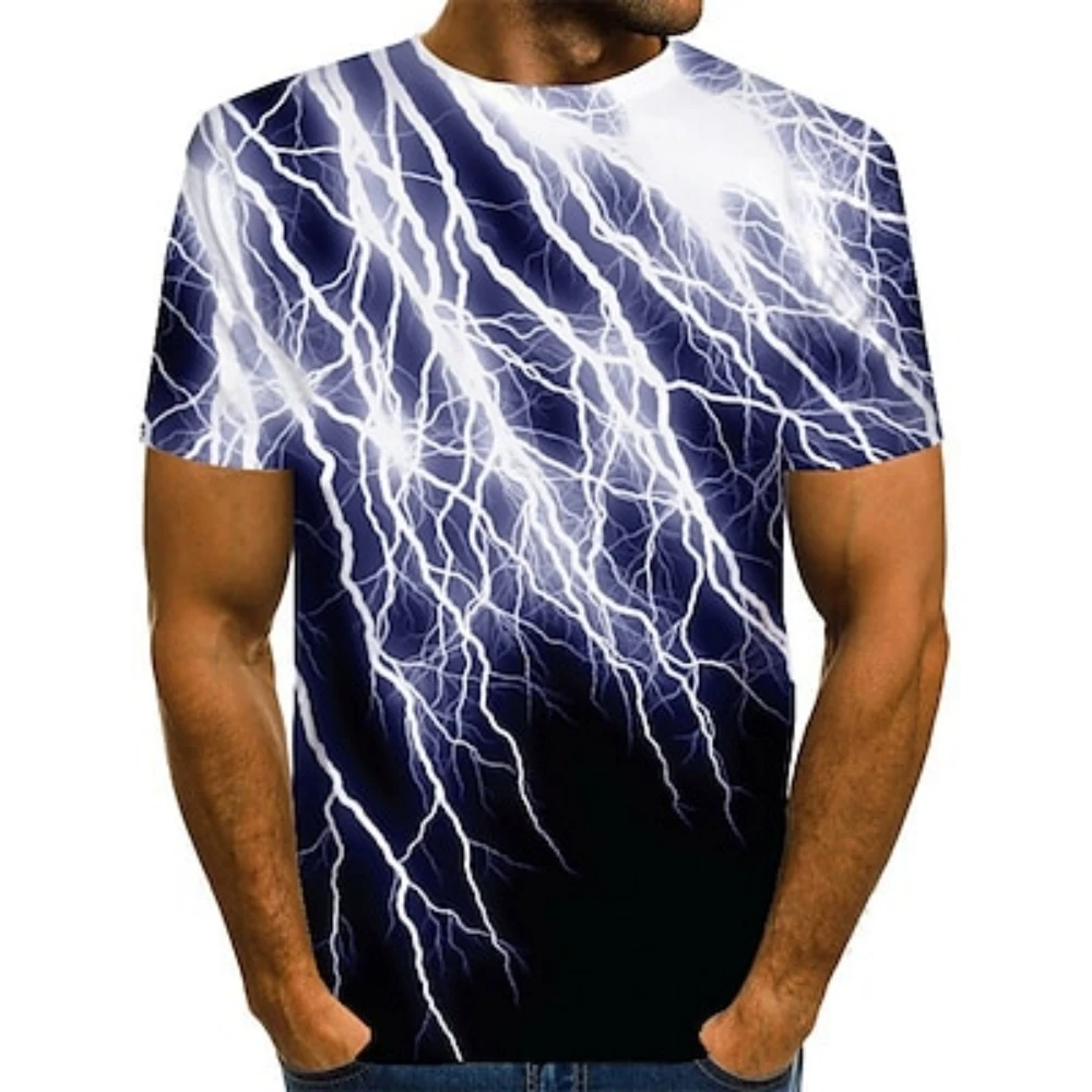 Christmas Lightning Strikes Mens Graphic Tee Abstract Round Neck  Daily Short Sleeve 3D Print Clothing  Basic Exaggerated T-Shir