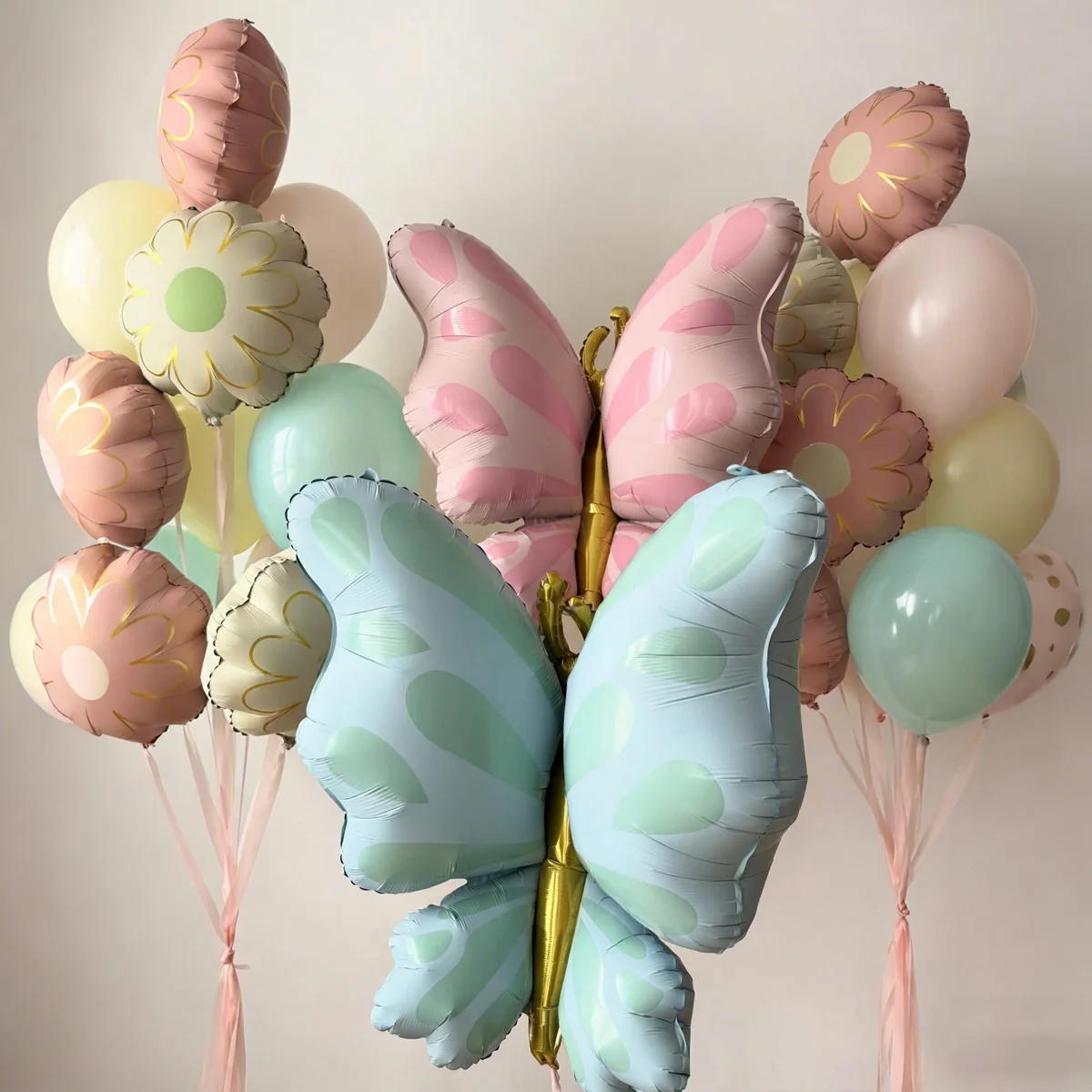 Ensemble de ballons papillon et fleur rose et bleu pour la fête prénatale, les anniversaires, la fête des mères, les cadeaux de mariage et la décoration de fête
