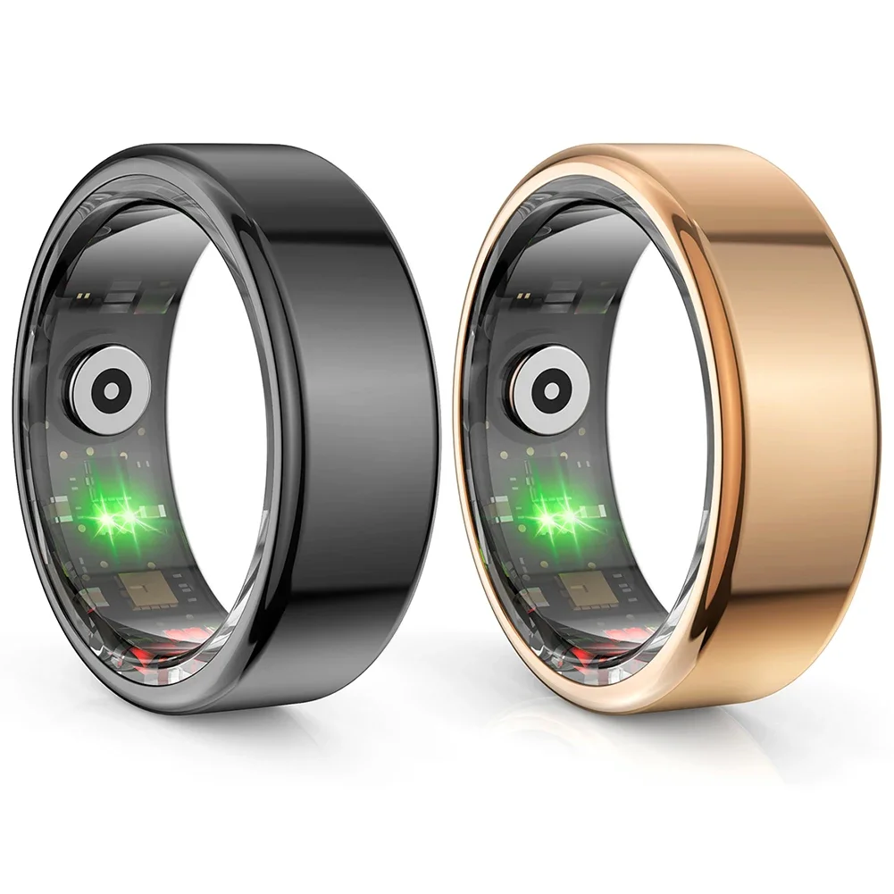 Titanium Steel Shell Health Sleep Heart Rate Monitoring Blood Oxygen Tracker IP68 & 3ATM Waterproof Smart Ring for Android iOS