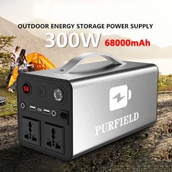 PURFIELD Portable Power 68000mAh 300W Station Generator Battery  Outdoor Charger Emergency Power Supply Power Bank AC DC output