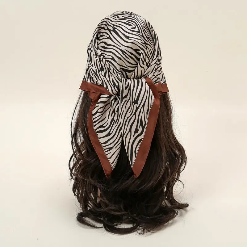 New Zebra Stripes Square Scarf Women Print Silk Square Scarf Kerchief Hairband Neckerchief Head Hijab Lady Headband Foulard