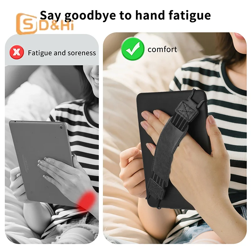 

Кожаный ремешок для планшета 6-11 дюймов, подставка для планшета, ручка безопасности для iPad, Xiaomi, Samsung, для Kindle Kobo Voyaga, держатель для наушников