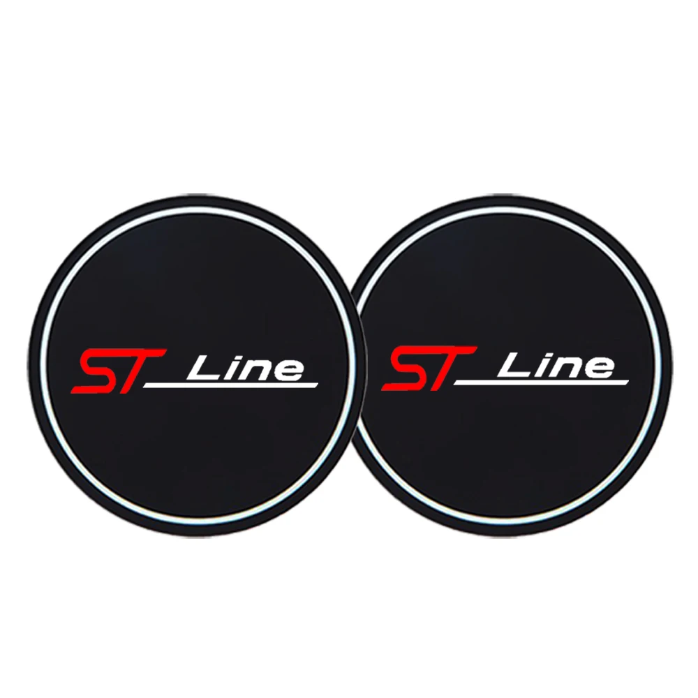 2Pcs Car Coasters Water Cup Slots Non-Slip Mat Waterproof Water Cup Mat Drink Pad For ford st line stline fiesta Car Styling