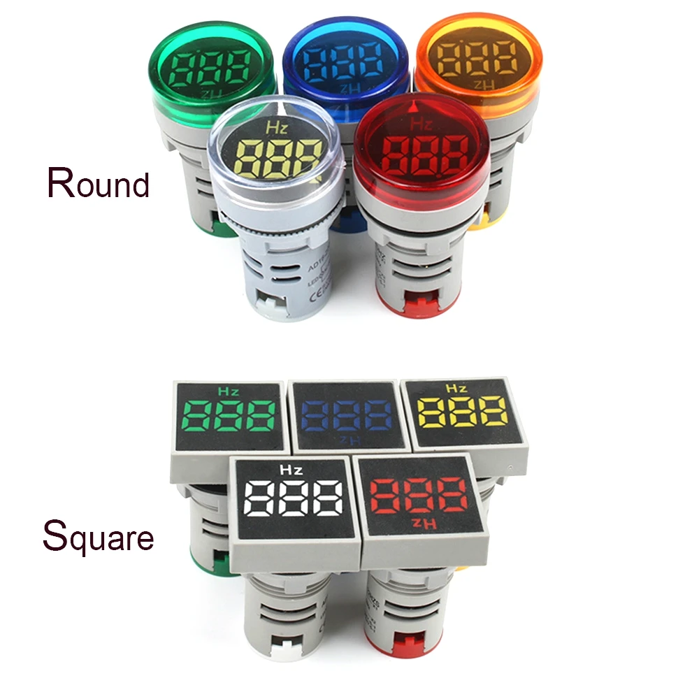22 مللي متر شاشة ديجيتال الكهرباء هيرتز متر ملون مع LED مستديرة/مربع متر AC60-500V أزرق أصفر أحمر أخضر أبيض