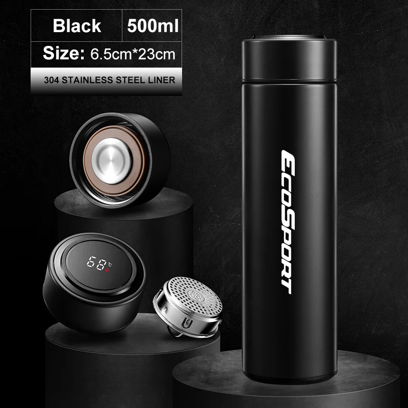 

For Ford Ecosport Stainless Steel Thermos Cup 500ML Car Coffee Cup Tea Cup Customizable Text Pattern With Temperature Display