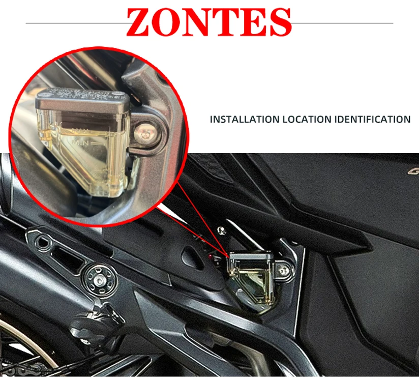 Suitable for ZONTES GK350 oil pot protective cover ZT350-R-X-T motorcycle stainless steel brake oil pot cover oil cup cover