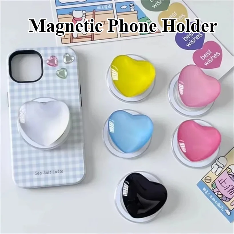 

Настольный магнитный держатель для телефона, милый стеклянный дизайн с сердечком, подставка для мобильного телефона для Magsafe iPhone 16/15/14/13/12 Pro Max