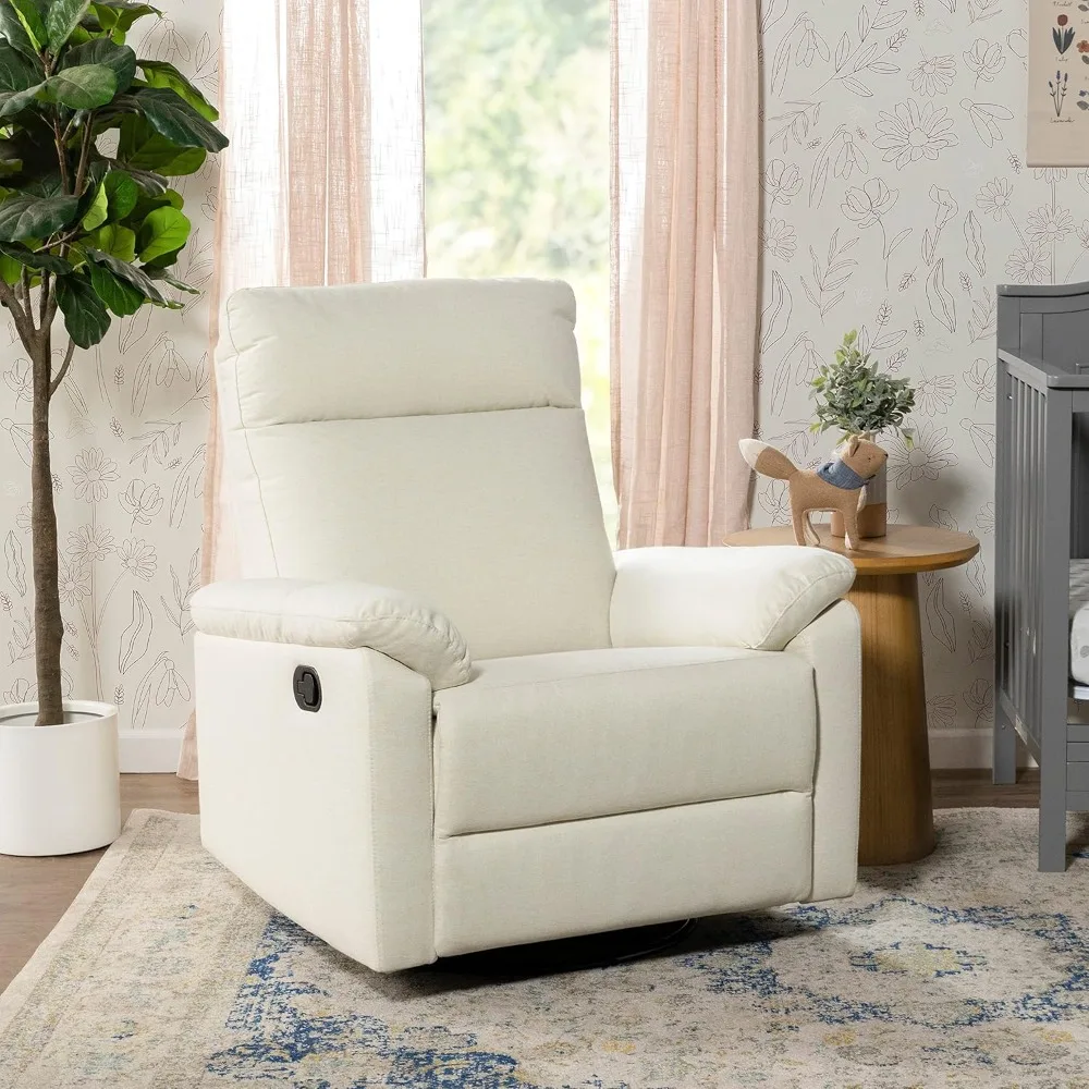 Swivel Recliner in Vanilla, Plush Leg Rest and High Back Allow for Ultimate Comfort, Chaise Lounge