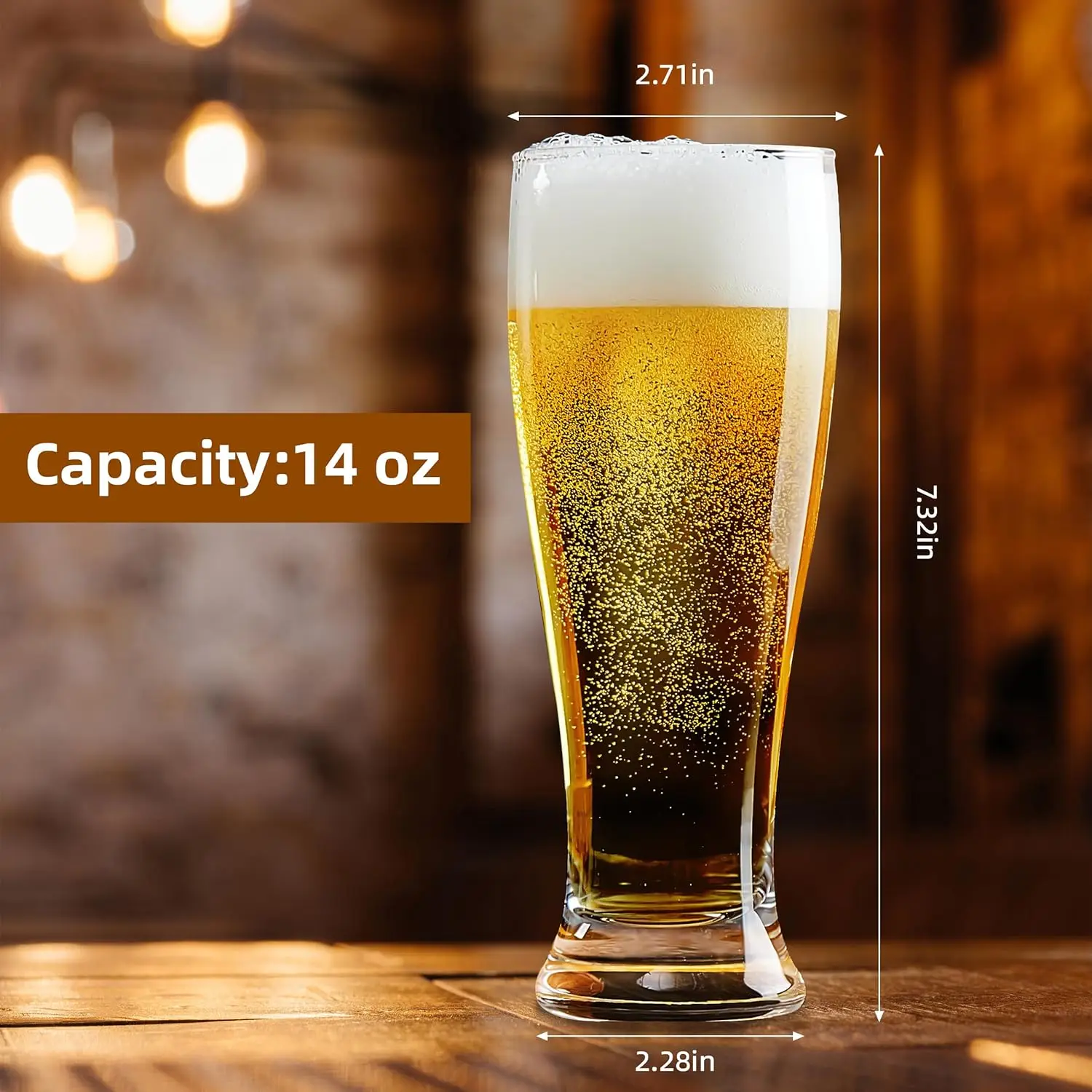 1/2/4/6PCS Free BPA Plastic Beer Pilson Glass 450ml Pint Glasses Tall Beer Cups Drinking Glasses for Cold Beverages or Party view 4