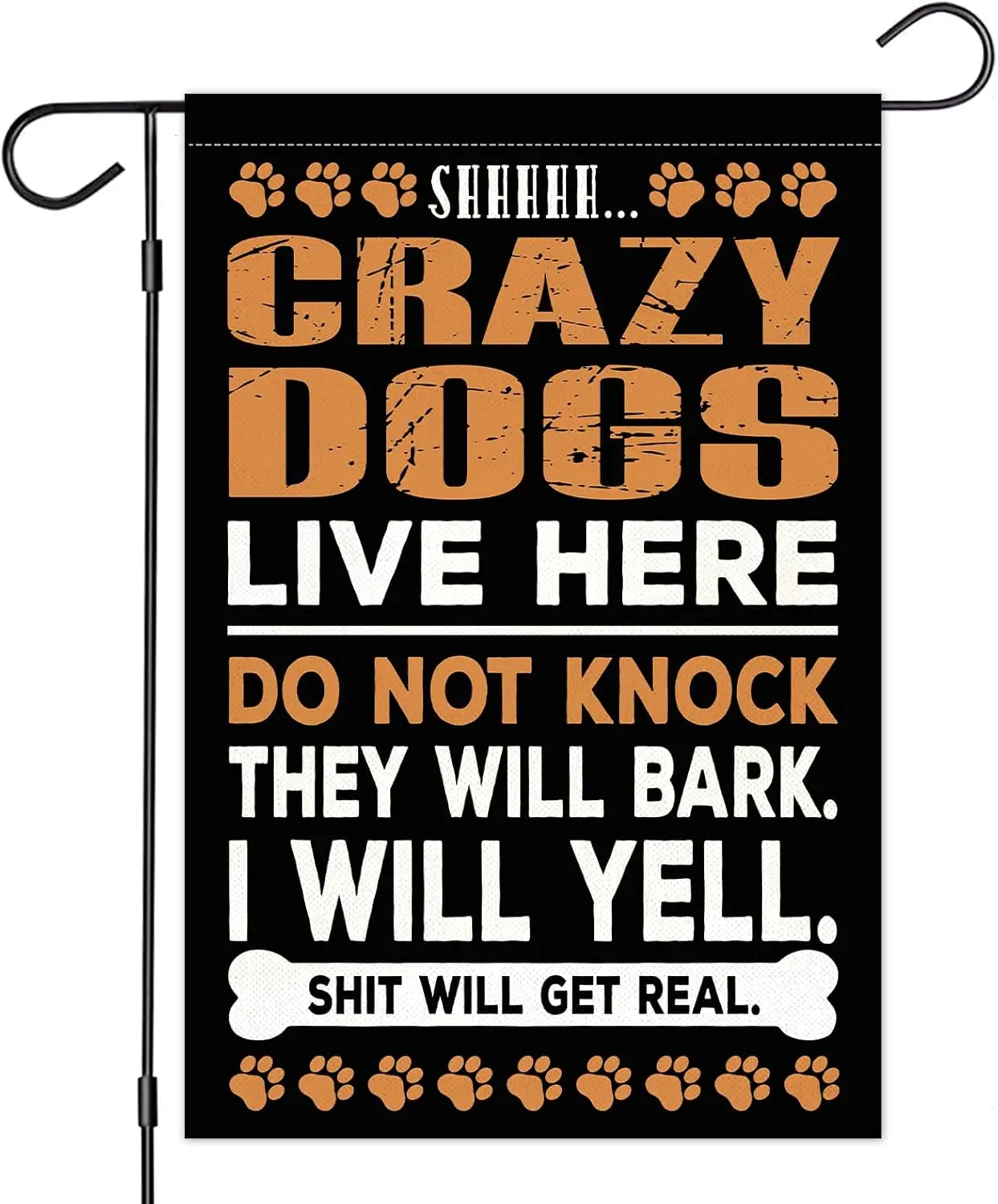 Crazy Dogs Live Here Garden Flag - Naughty Welcome Home Decor - Rustic 12x18 Double Sided - Home Decor - New Year Decor ZZU  IIC