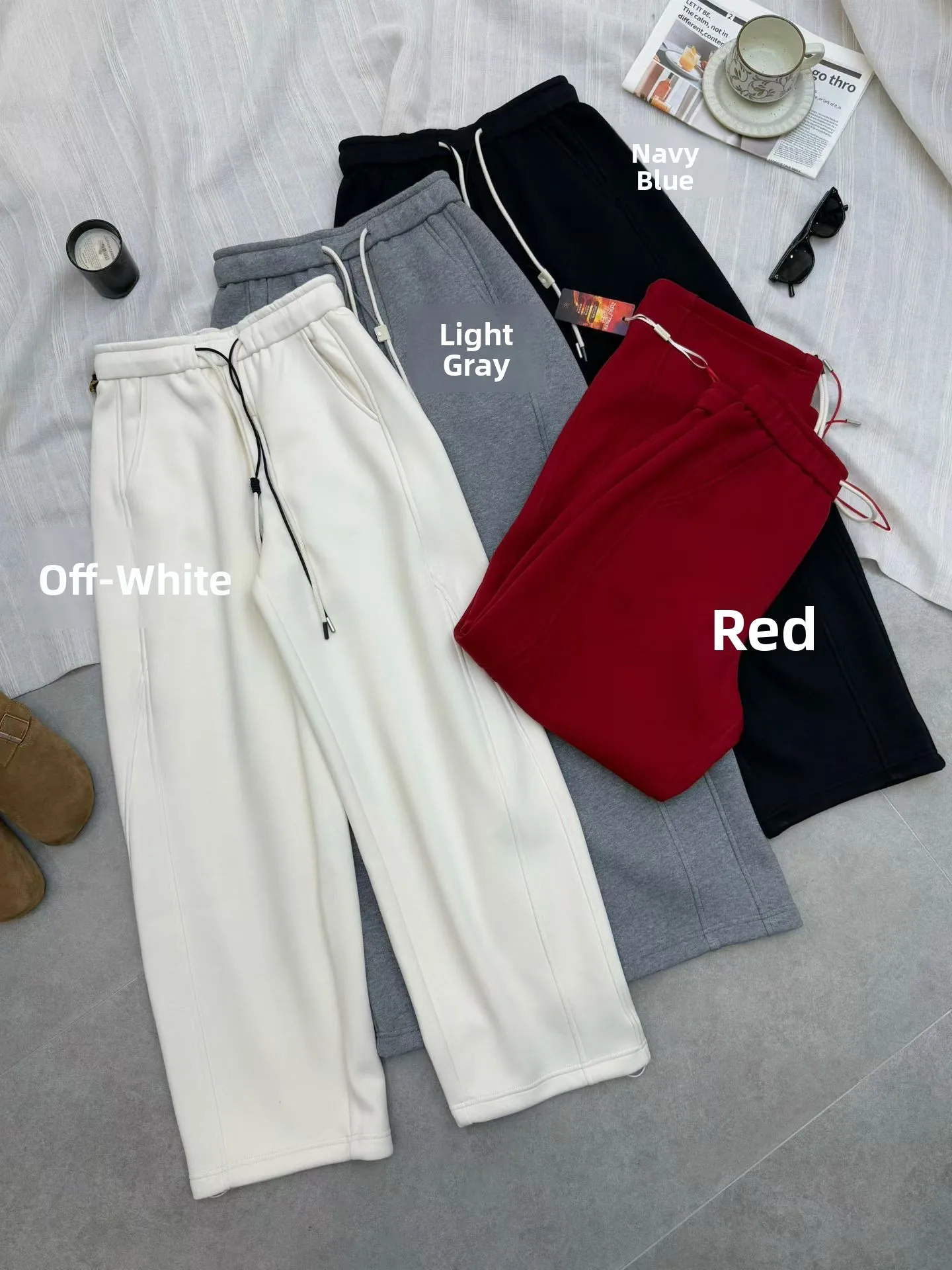 

Теплые повседневные брюки на флисовой подкладке с высокой талией из смесового хлопка и полиэстера, прямые брюки-чинос для женщин