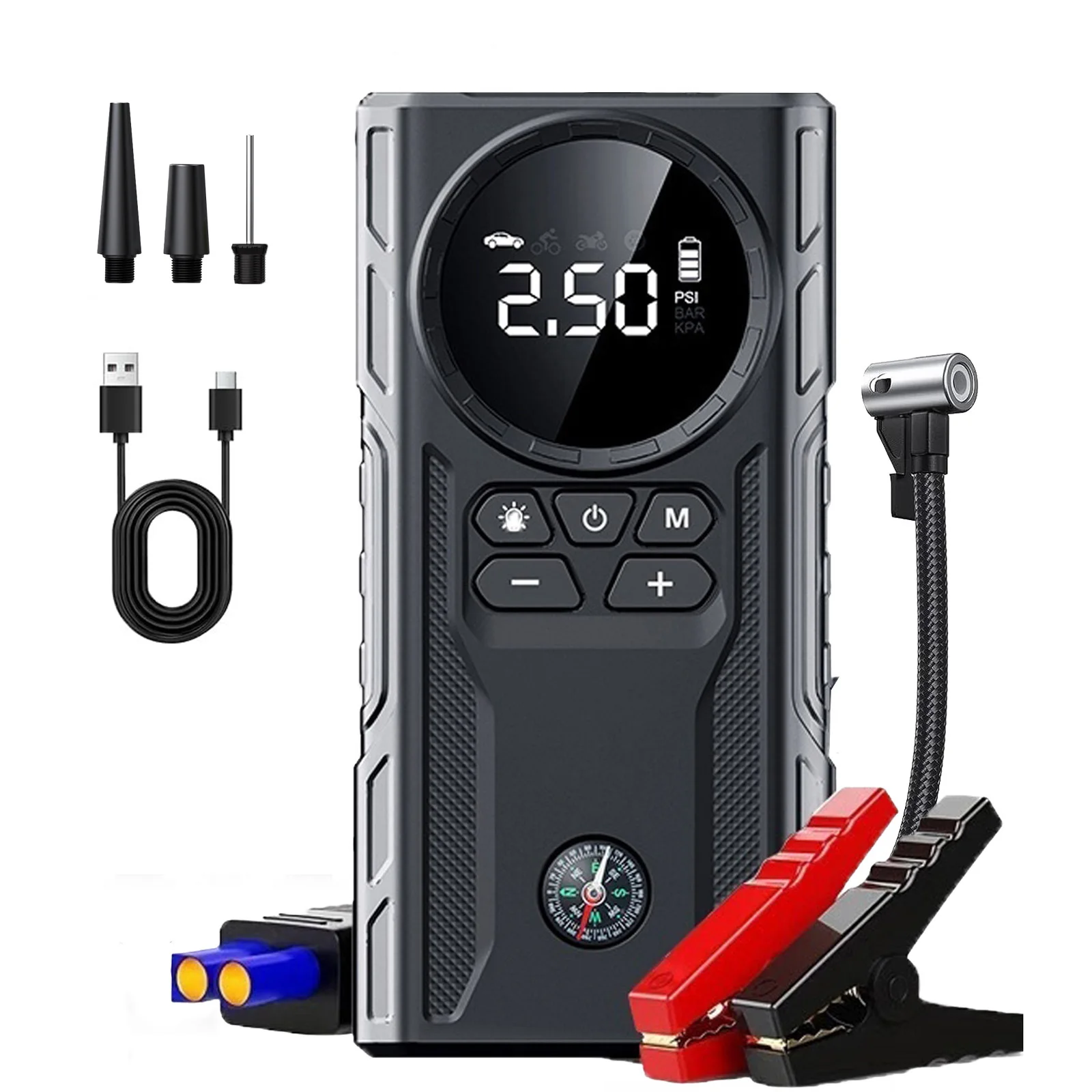 

Jump Starter with Air Compressor, 4000A 150PSI Battery Jumper Starter Portable (9.0 Gas/8.0L Diesel)