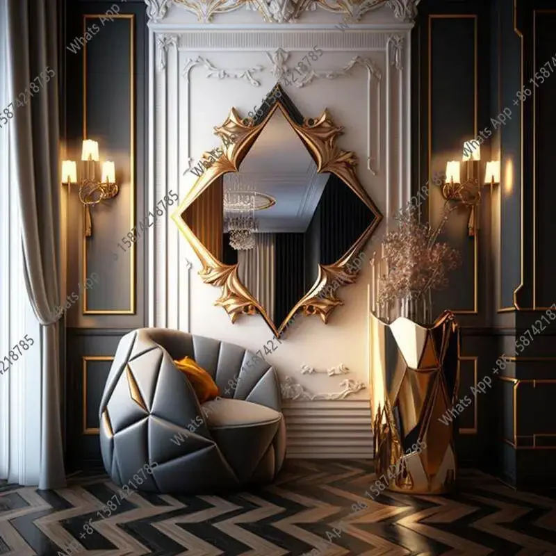 Bb Nordic Bathroom Bathroom Mirror Wall Hanging Living Room Sofa Decorative Mirror Special-shaped Designer Fashion