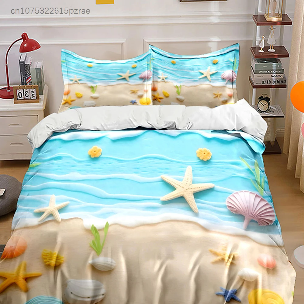 Beach Decor Accessories Set Multiple Sizes kid's And adults' Bedroom Exquisite 3PC Bedding set, Gift 5