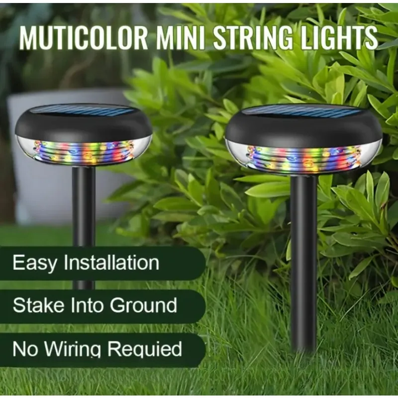 شريط إضاءة للتخييم قابل لإعادة الشحن بالطاقة الشمسية في الهواء الطلق، قابل للدوران 10 متر، ديكور جو عيد الميلاد، مصباح حديقة LED سلسلة RGB الجنية