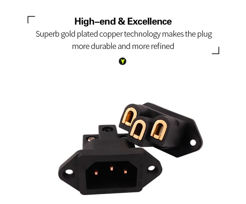 3-poliger AC-Stromanschluss, Audio-Stecker, IEC-Einlassbuchse, Unterhaltungselektronik, DIY, HiFi-Verstärker, elektrische Schnittstelle, Panelmontage – Detail 2
