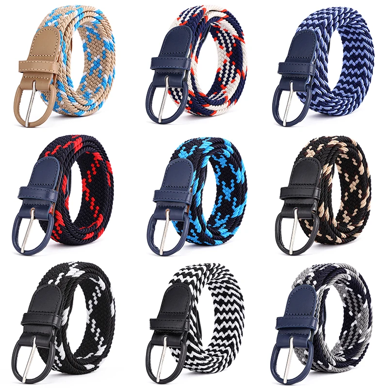 

Unisex Elastic Fabric Woven Casual Belt Pin Buckle Expandable Braided Stretch Canvas Simple and Stylish Leisure Men Women Belt