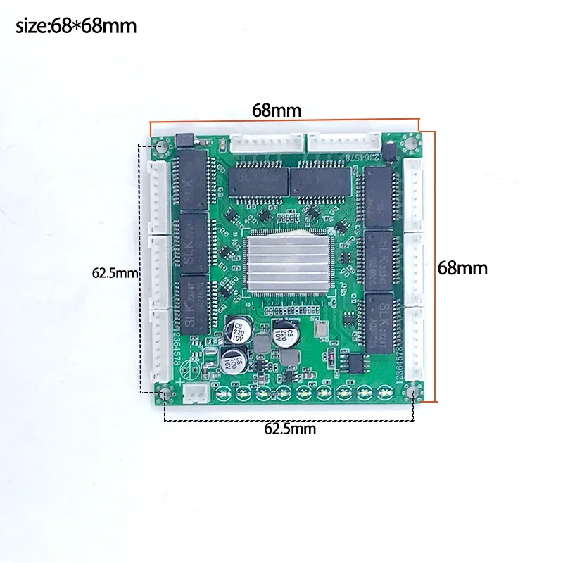 Mini PCBA 8 Portas Networkmini Ethernet Switch Module, 10 Mbps, 100 Mbps, 1000Mbps, 5V-15V, Proteção contra raios, 4KV, Anti-Static, 4KV