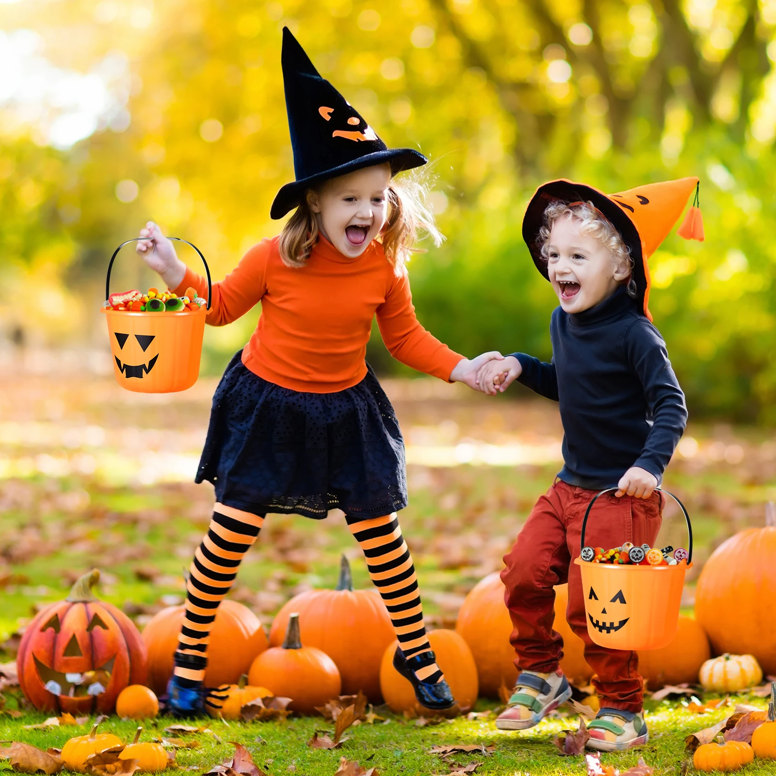 

Pumpkin Bucket Halloween Candy Holder Trick Treat Pail Orange Squash Reusable Party Supplies Home Garden Office Classroom Decor
