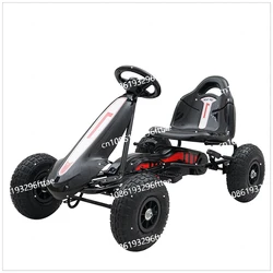 Steel Frame & Hand Brake Pedal Go-Karts 3-10 Ages 4-Wheeled Children Go Kart with Rubber Wheel,