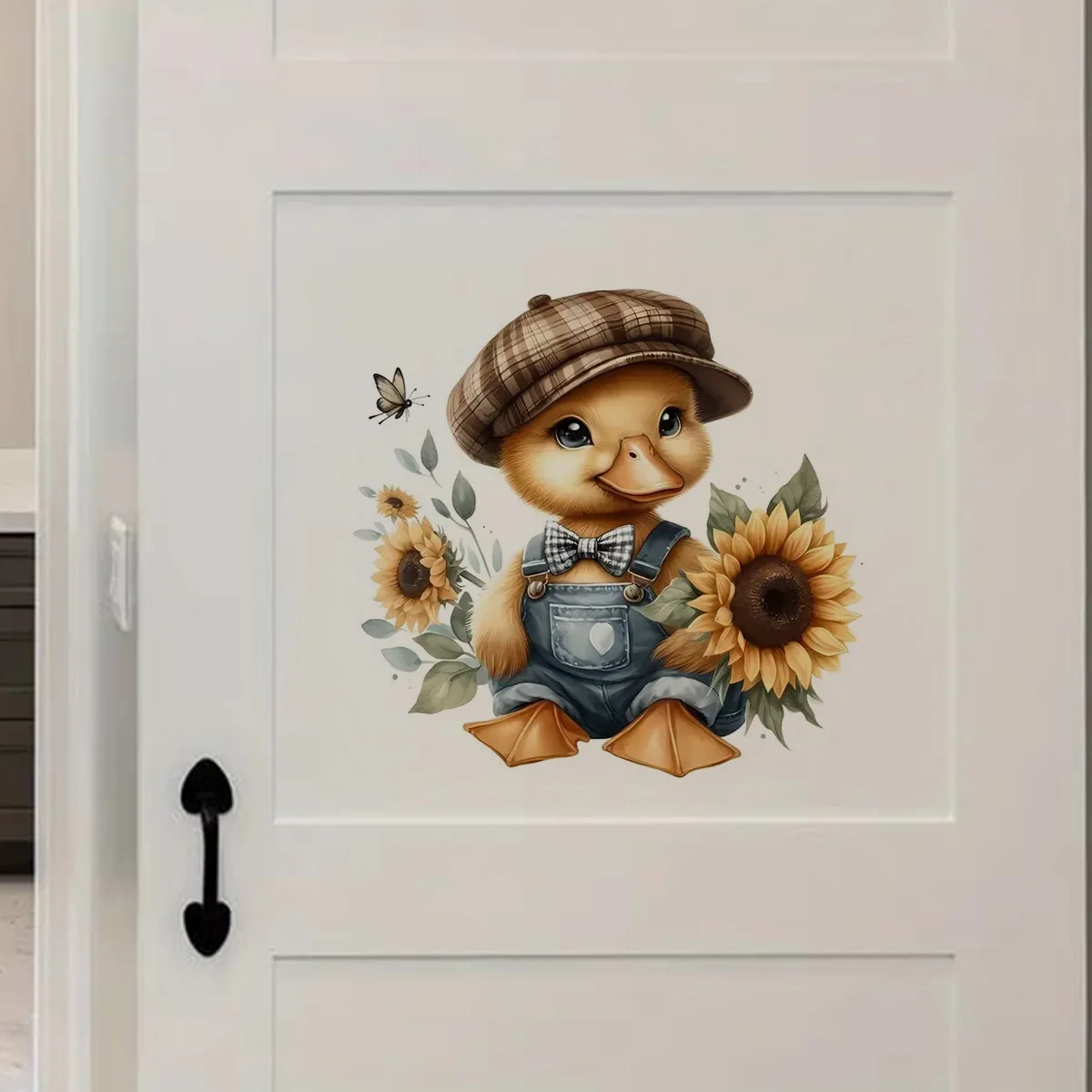 Cute Duck with Sunflower Wall Decal for Living Room Decoration Easy to Beautify Your Home, Used for Toilet, Car，Refrigerator view 2
