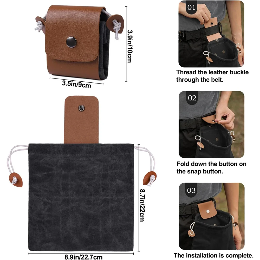 جديد المحمولة المشي لمسافات طويلة في الهواء الطلق العلف حقيبة الفاكهة قطف الحقيبة للطي التوت Puch تخزين الجلود Bushcraft حقيبة قماش قنب التخييم