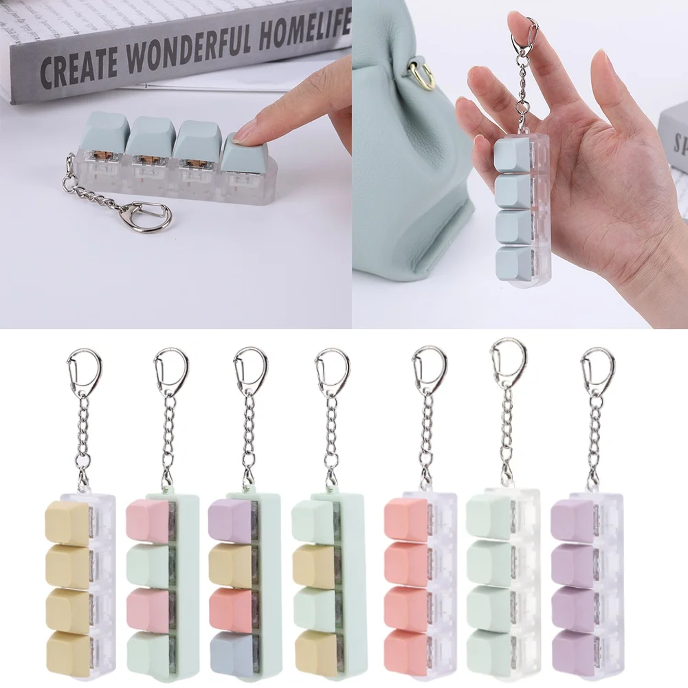 4 Toetsen Mechanische Toetsenbord As Tester Diy Keycaps Stress Relief Speelgoed Vinger Kalmerende Fidget Keyborad Knop Kantoor Speelgoed Sleutelhanger