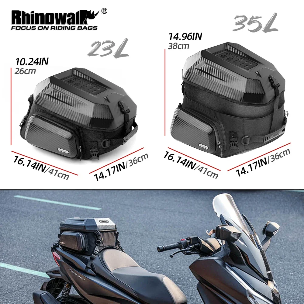 Rhinowalk Motorcycle Helmet Tail Bag 23-35L Expandable Motorcycle Luggage Box Rear Seat Bag Cycling Backpack Motor Accessories