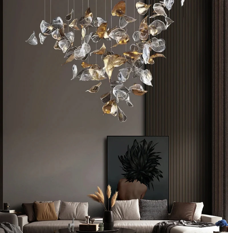 Glass Chandelier Lamp, Living Room Pendant Lighting For Dining Hotel Lobby Table Kitchen Island High Ceiling Chandeliers Lamp