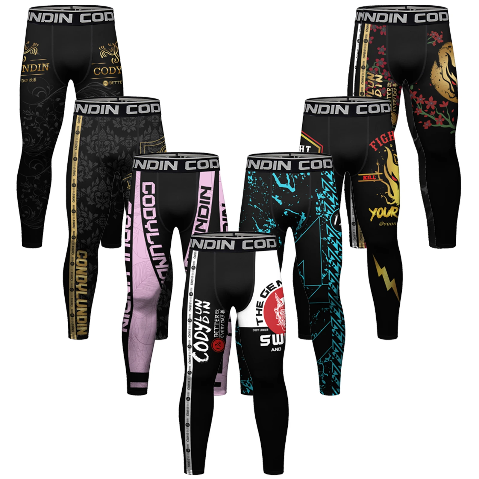 Cody Custom logo waistband cody lundin men sportswear 3d full sublimation print gym fitness training leggings pants for adults