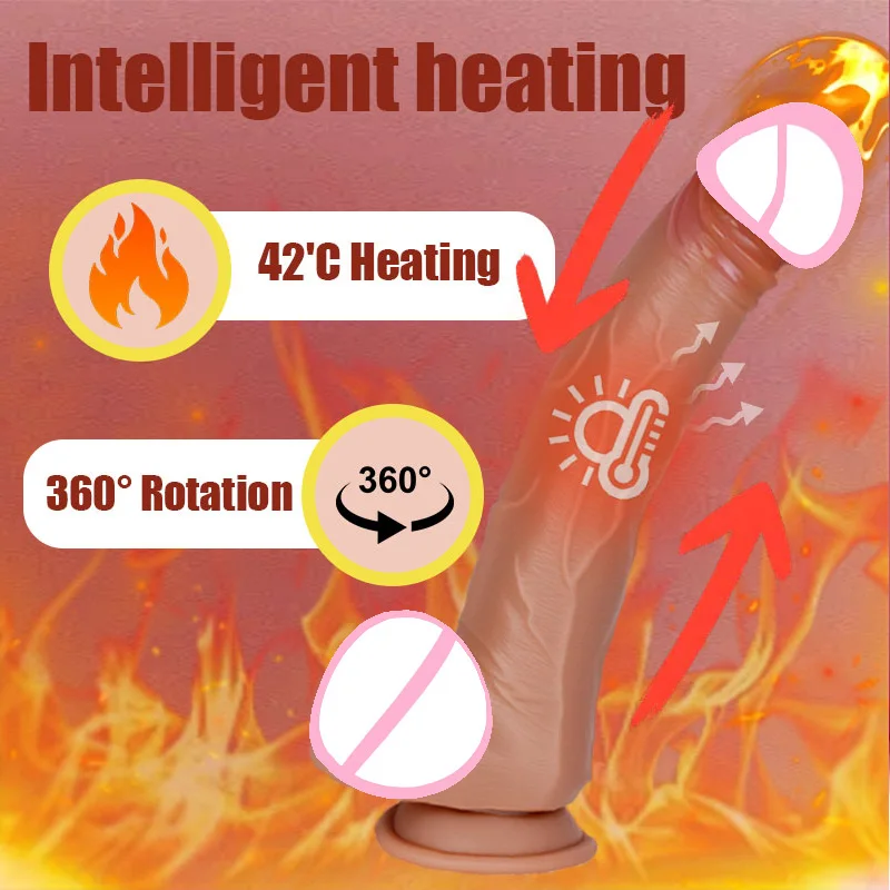 USB Rechargeable Wireless Thrusting Dildo Sex Toy for Women with Electric Heating Remote Control and G Spot Vibration