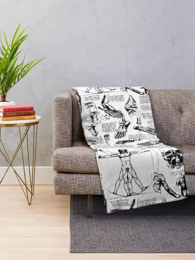 Da Vinci's Anatomy Sketches Throw Blanket Sofa Throw Decorative Sofa Bed Sofa Blankets