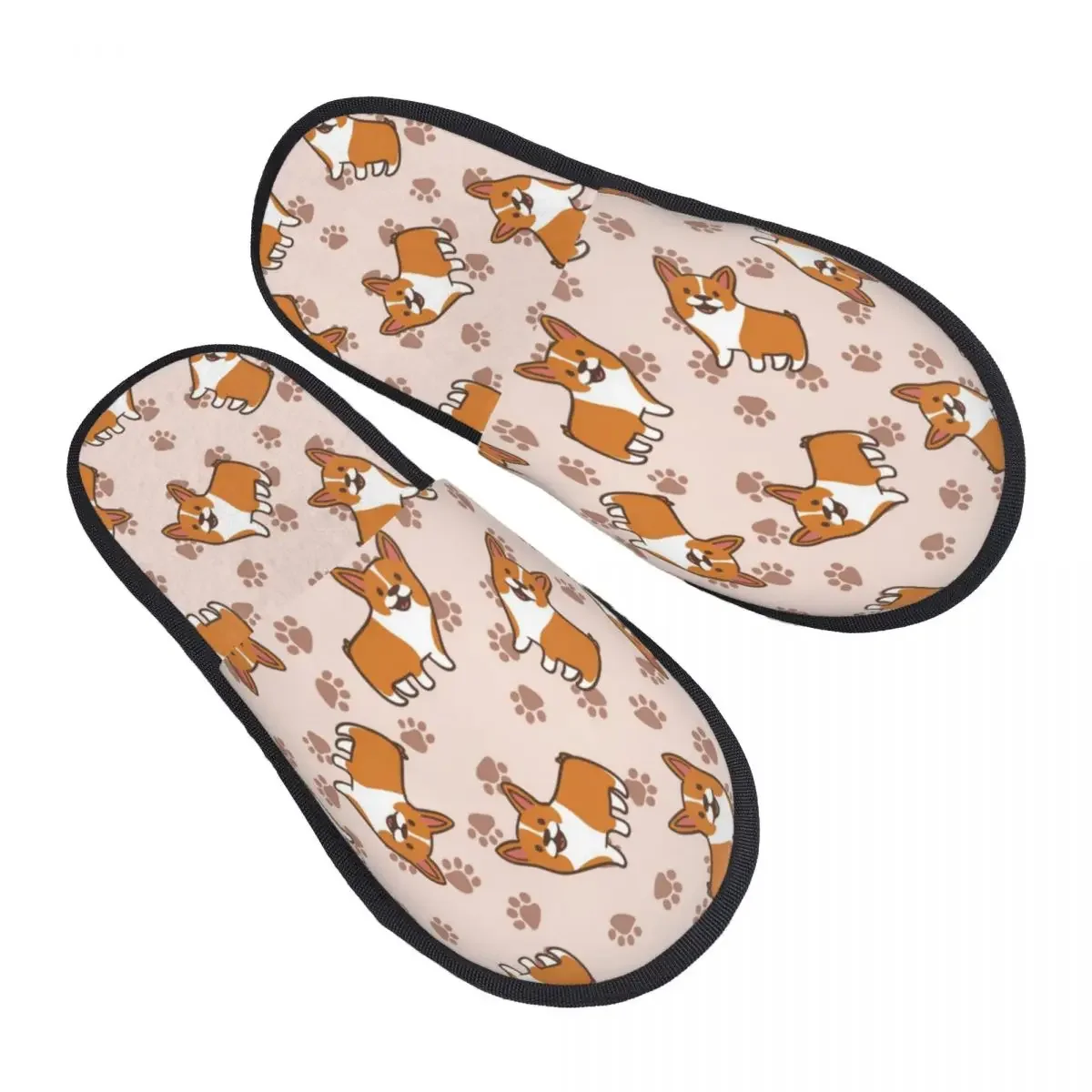 Fur Slipper For Women Men Fashion Fluffy Winter Warm Slippers Cartoon Corgis Dogs House Shoes