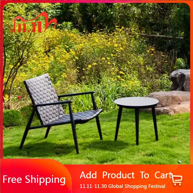 

Водонепроницаемый комплект садовой мебели из ротанга, аксессуары для балкона, комплект садовой мебели для патио для взрослых, черное украшение Tuinmeubelen