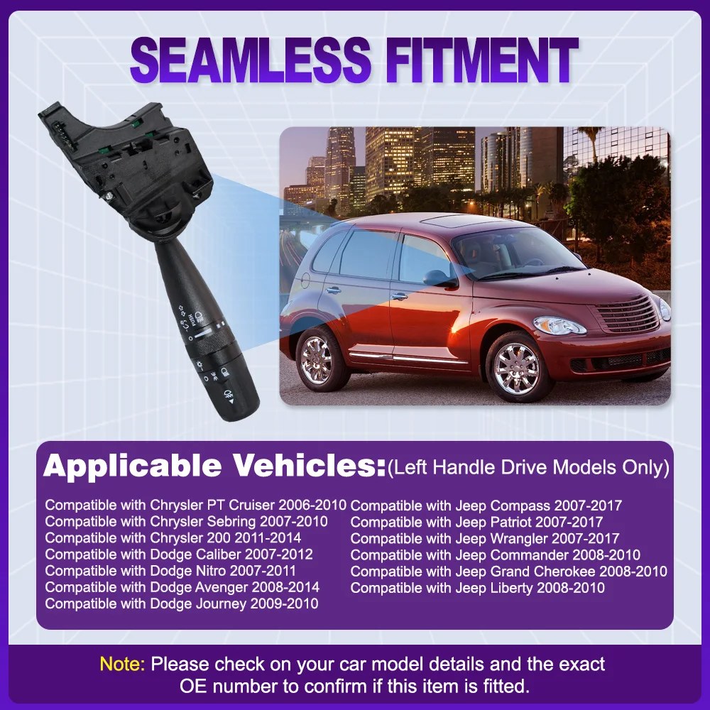 

Turn Signal Headlight Combination Switch Steering Column Switch for Chrysler PT Cruiser Dodge Journey Caliber Jeep Wrangler