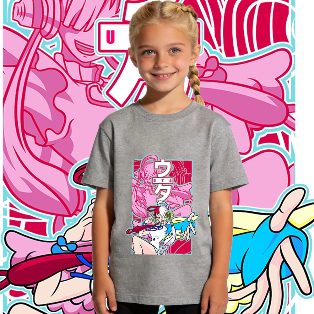 One Piece Uta Anime Print Boys Girls Cotton T Shirt Kids Casual Summer Top Soft Breathable Daily Wear view 3