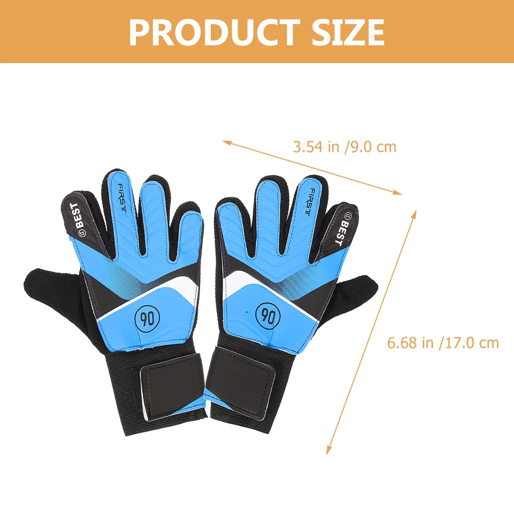 Children and Youth Goalkeeper Gloves Pu Latex Non-slip Protective Football 1 Pair (blue Size 5) Sports Creative Goaltenders