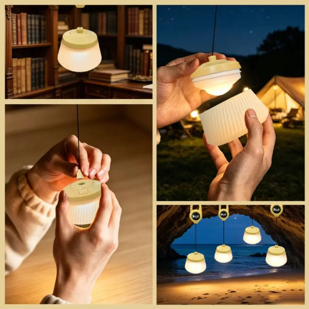 Retro Retro Design Camping Lantern Hanging Hook Rechargeable Mini Lantern Portable LED Camping Light Hiking