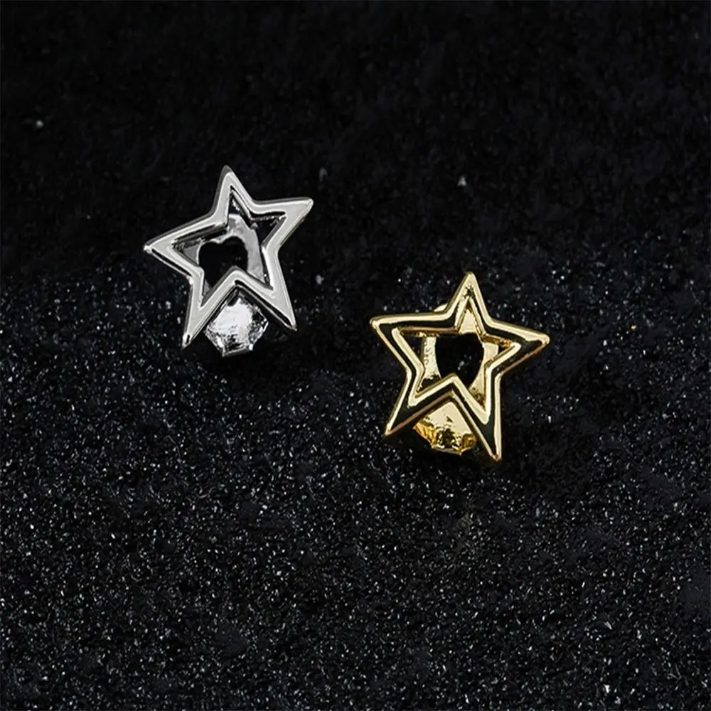 Copper Hip Hop Teeth Grillz Gold Color Irregular Hollow Pentagram Star Single Clips Grillz Gangsta Silver Color Tooth Caps